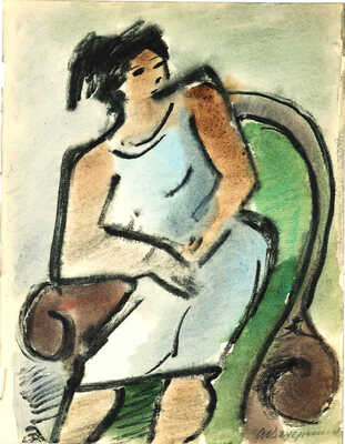 Ведерников Александр Семенович.  Женщина в голубом платье